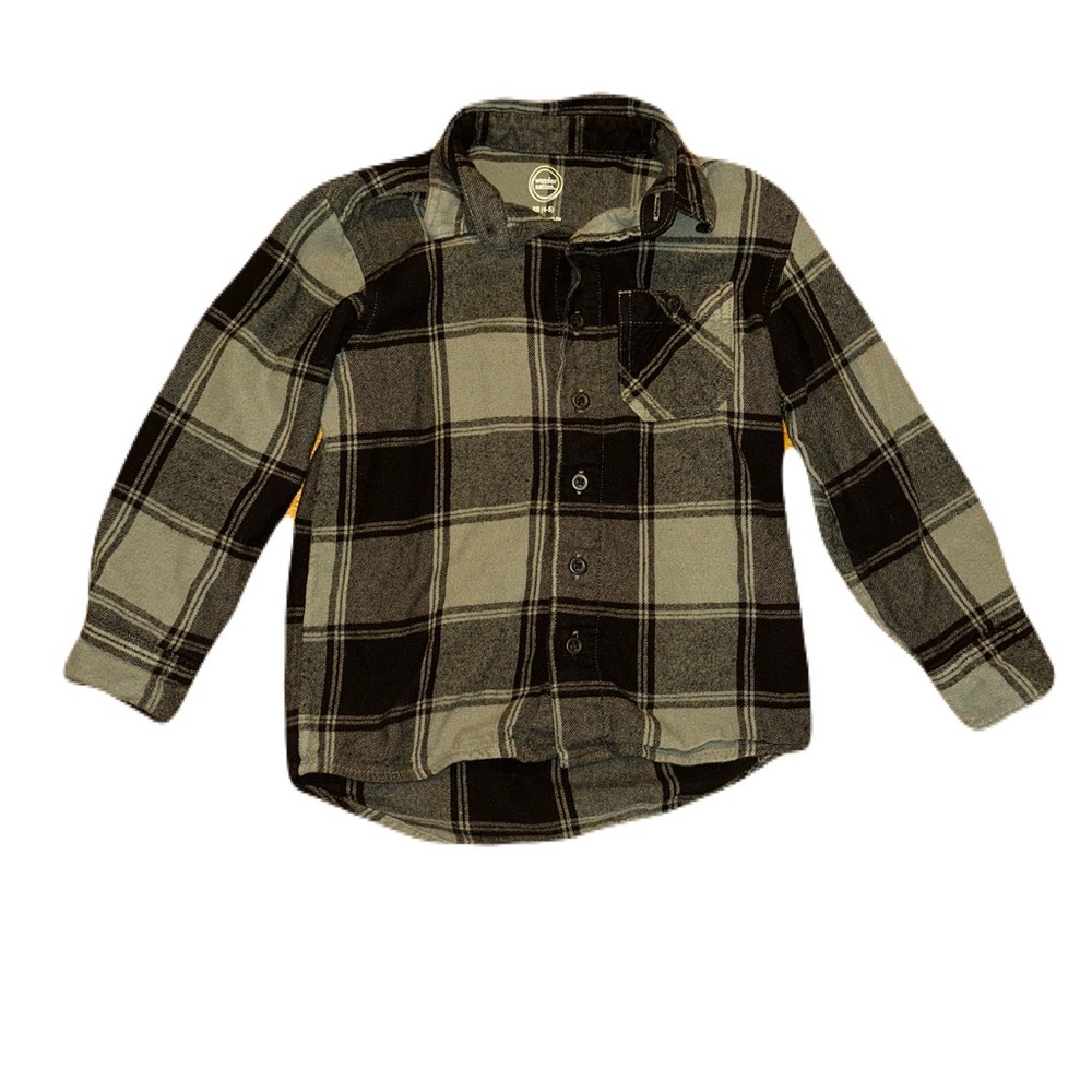 Wonder Nation Black and Olive Flannel, size XS (4/5)